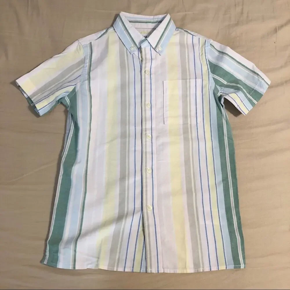 NWT Gap Size Small Boys Pastel Striped, Short Sleeved Button Down Shirt